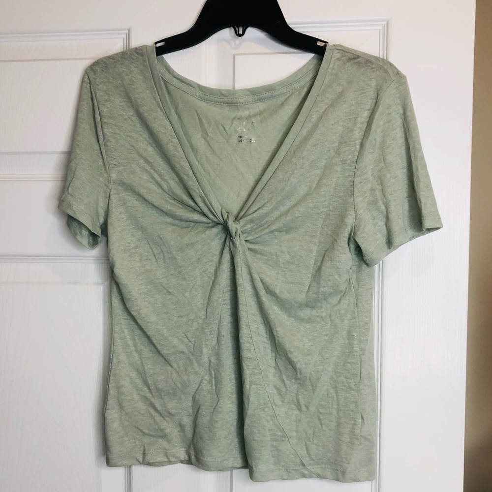 a new day Sage Green Twist-Front Short Sleeve Top